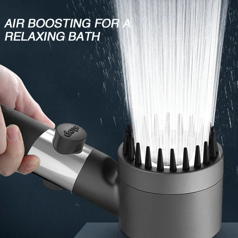 Black Rainfall Shower Head Three-Mode Filter