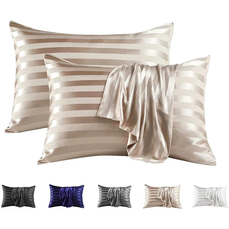 Decobites Luxe Jacquard Stripes Pillow Cover Set - Queen & King Size Home Pillowcases