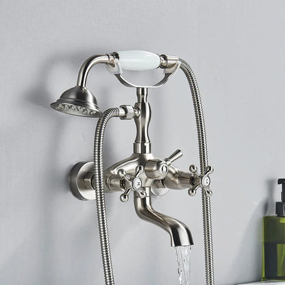 DecorBites™ Golden Black Bathtub Faucet with Hand Shower and Rotate Spout