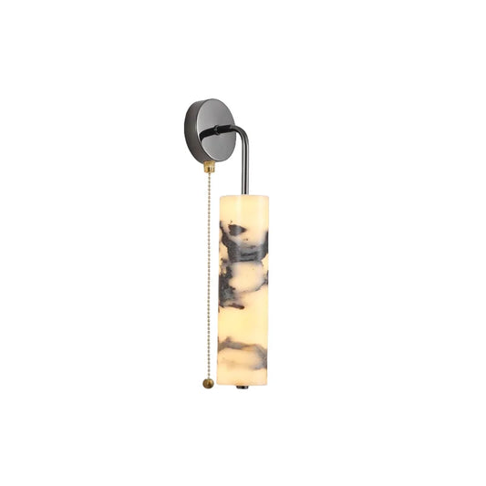 DecorBites™ Carbon Steel LED Wall Lamp with Pull Chain Switch & Marble Stone Fixtures