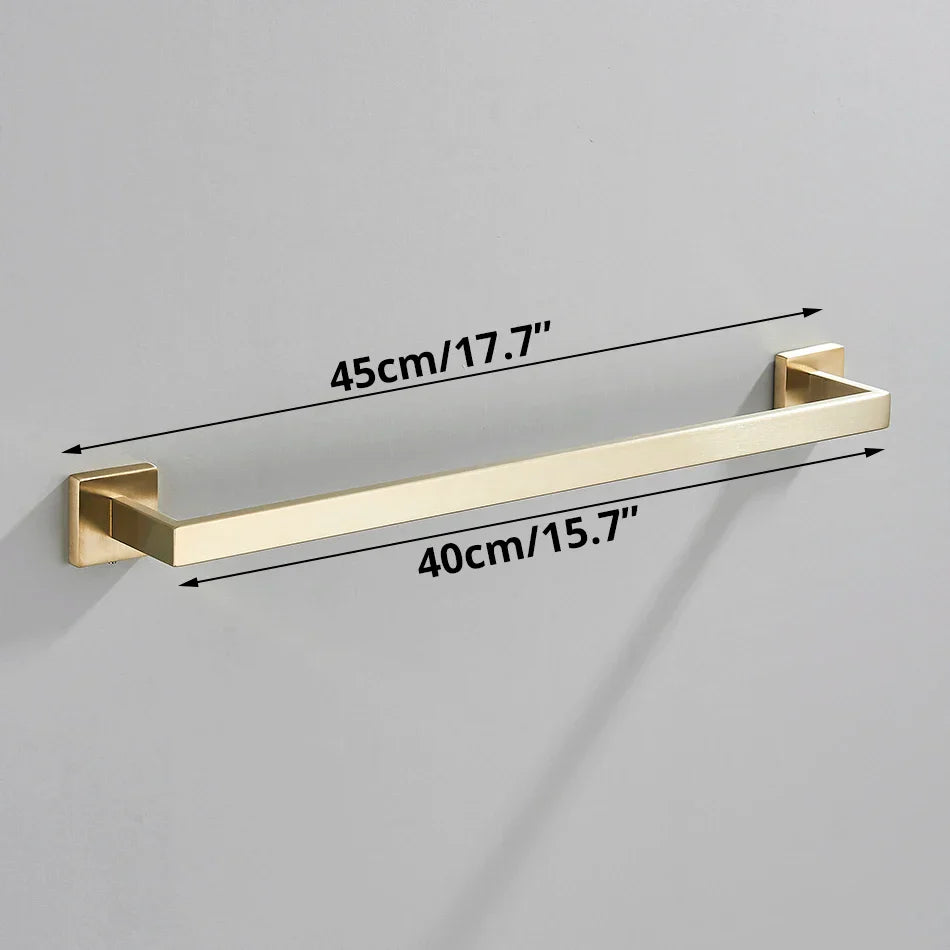 DecorBites™ Brushed Gold Bathroom Set: Towel Bar, Robe Hook, Shelf, Tissue Holder & Accessories