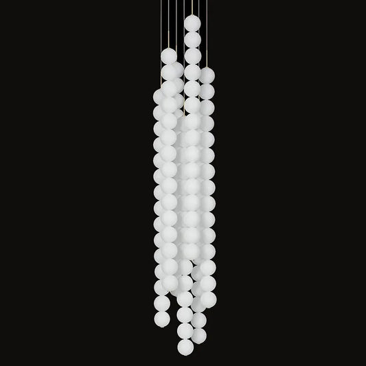 DecorBites™ Art Deco LED Glass Pingpong Pendant Light in Gold Chrome Black.