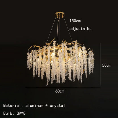 DecorBites™ Gold Aluminium Crystal Chandelier for Elegant Dining Room Lighting