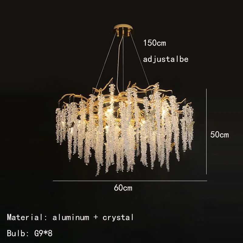 Decorbites™ Chandelier de Cristal de Aluminio Dorado para Iluminación Elegante del Comedor