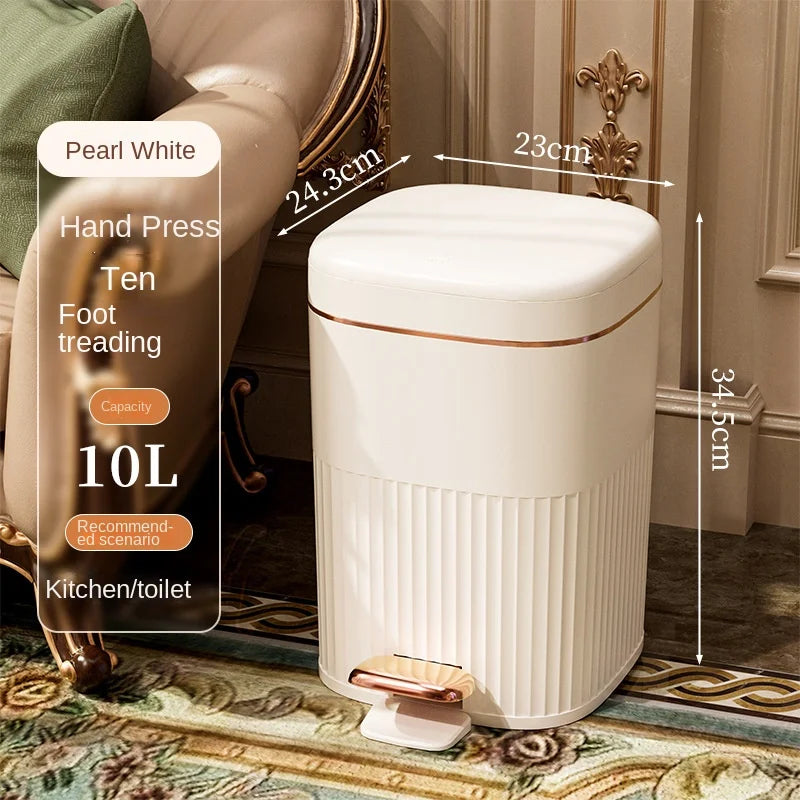 DecorBites™ Light Luxury Pedal Trash Can with Lid for Kitchen Bathroom Large Capacity Bin