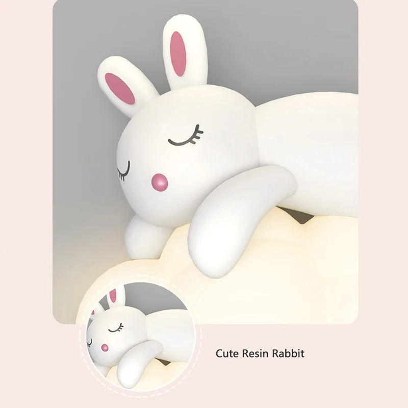 DecorBites™ Cloud Bunny Lamp: Kids' Room White Wall Light, Bedside Night Lamp