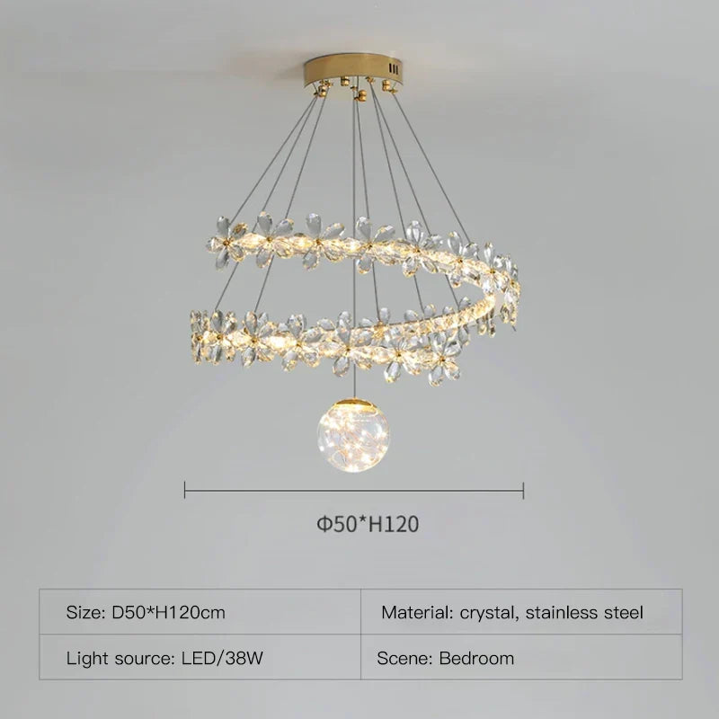 Gold Crystal Spiral Chandelier Type-A D80cm