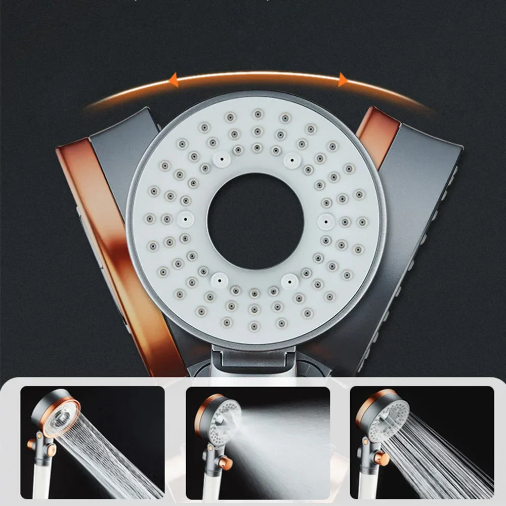 DecorBites™ Dual-Sided Shower Head 3 Jettings Water Saving Filtration Round Rainfall