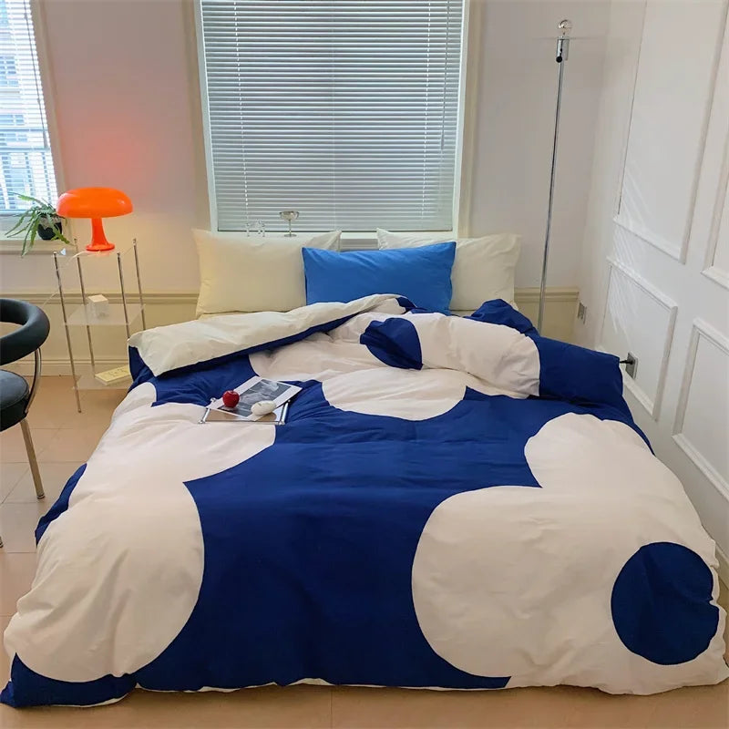 Conjunto de Ropa de Cama de Edredón de Tamaño Completo en Satén de Algodón con Estampado de Grandes Flores Decorbites™