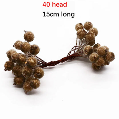DecorBites™ Gold Hybrid Flower Cherry Stamen Berries Bundle for DIY Decor