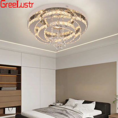 DecorBites™ Crystal Raindrop Flowers Remote LED Chandelier Ceiling Light for Living Room