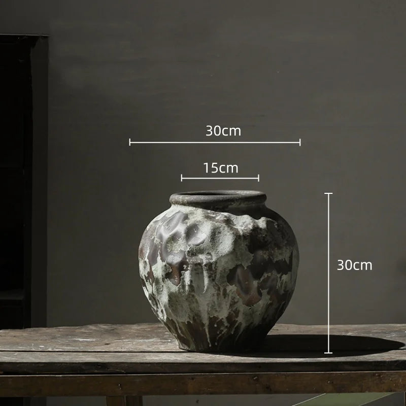 DecorBites™ Coarse Pottery Vase Chinese Retro Porcelain Floral Arrangement Home Decor