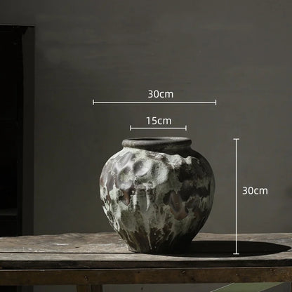 DecorBites™ Coarse Pottery Vase Chinese Retro Porcelain Floral Arrangement Home Decor