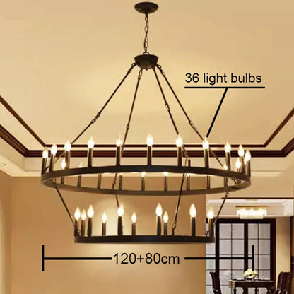 DecorBites™ Iron Round LED Pendant Chandelier for Living, Cafe, Restaurant décor