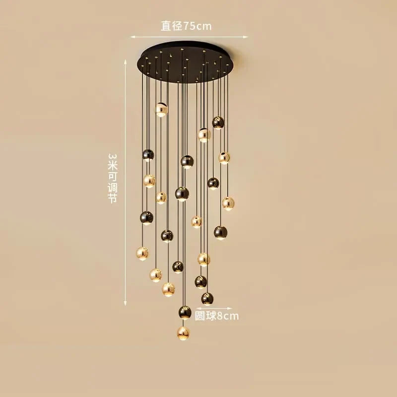 Decorbites™ Lámpara de Araña de Cristal Bolas Doradas | Accesorio de Iluminación Decorativa de Arte Moderno