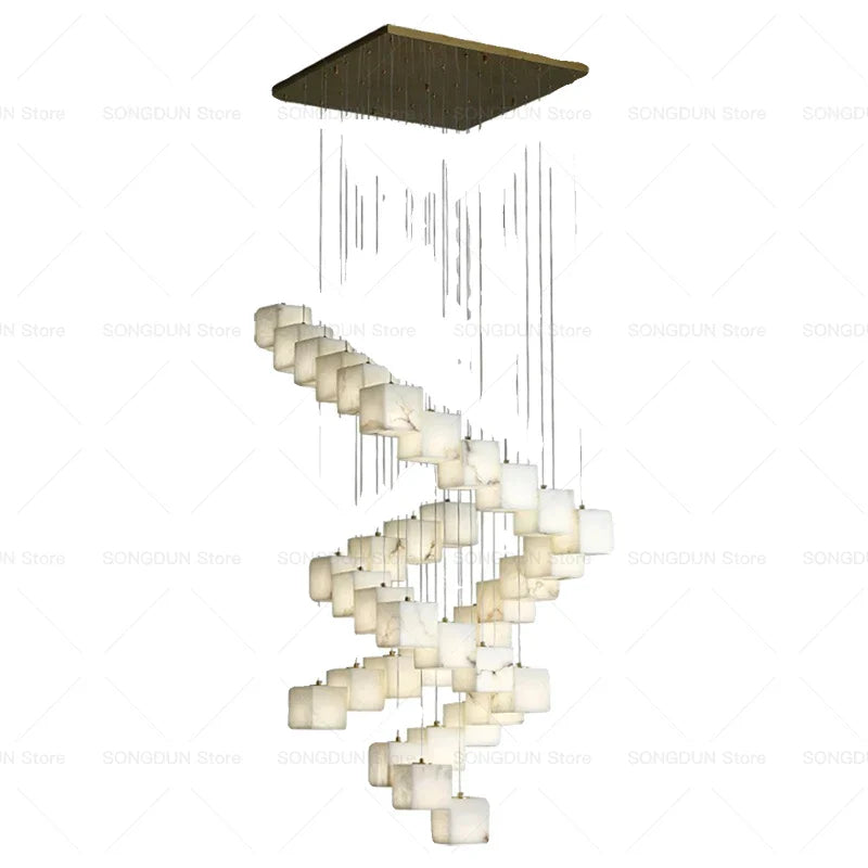 DecorBites™ Jade Design Chinese Chandelier for Duplex Villa Restaurant and Living Room