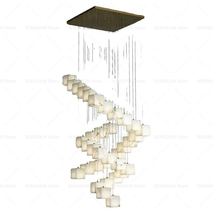 DecorBites™ Jade Design Chinese Chandelier for Duplex Villa Restaurant and Living Room