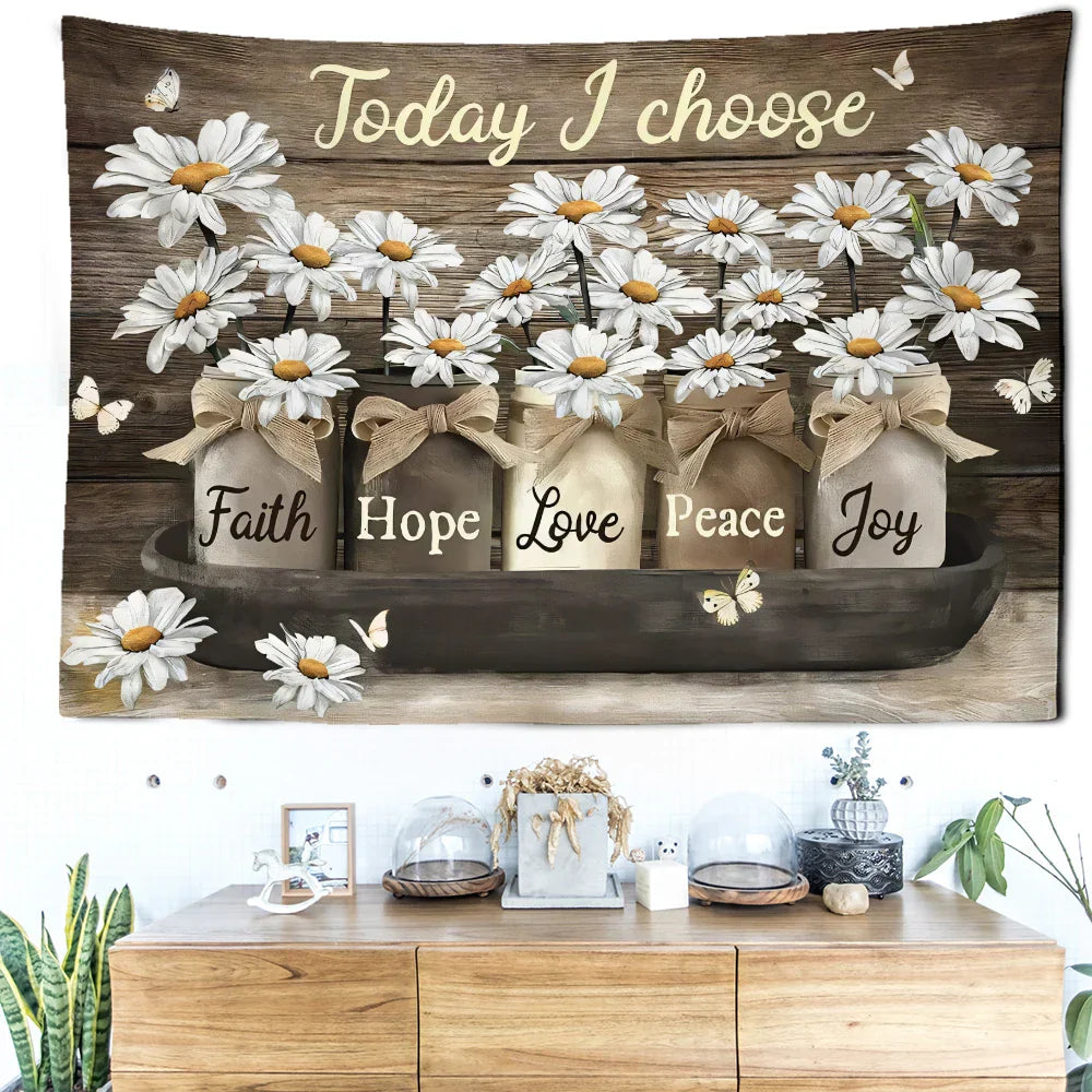 Floral Letter Tapestry Wall Hanging for Bohemian Aesthetics Bedroom Decor by Decobites