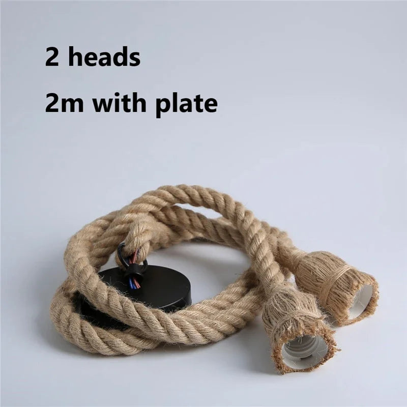 Vintage Hemp Rope Industrial Pendant Light