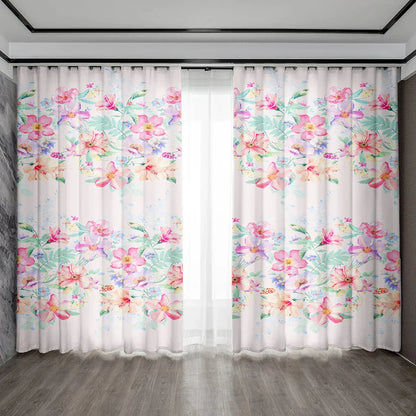 Decobites Pink Floral Bag Curtains for Home Decoration, Kitchen, Coffee Shop, Living Room