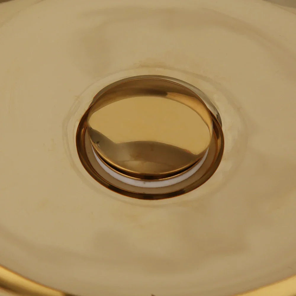 DecorBites™ Golden Plated Round Ceramic Luxury Bath Mixer Set with Brass Faucet & Pop Drain