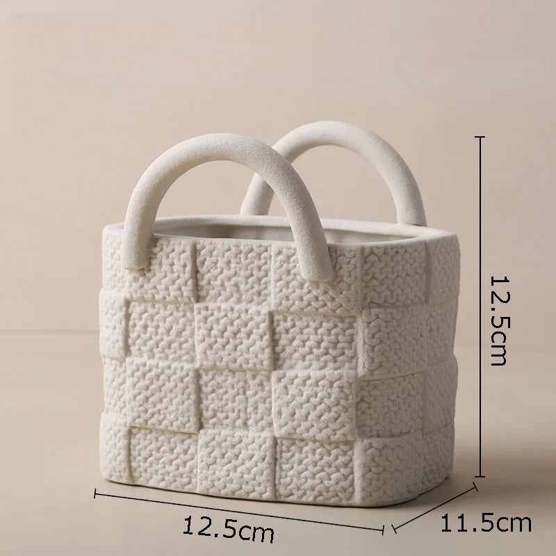 DecorBites™ Handwoven Ceramic Vase: Decorative Flower Pot for Home Décor and Floral Arrangement