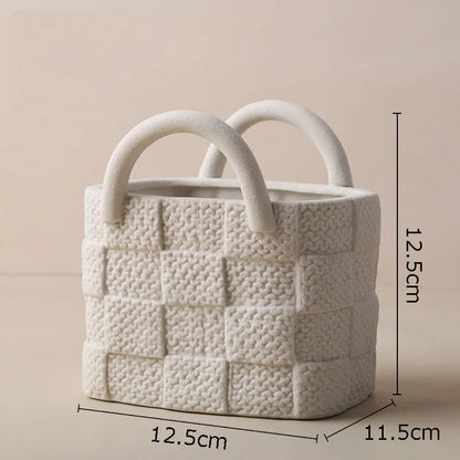 DecorBites™ Handwoven Ceramic Vase: Decorative Flower Pot for Home Décor and Floral Arrangement