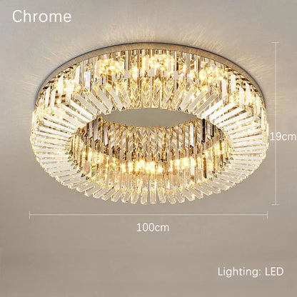 Lámpara de techo circular LED DecorBites™ Crystal Gold: Iluminación moderna y lujosa para el hogar