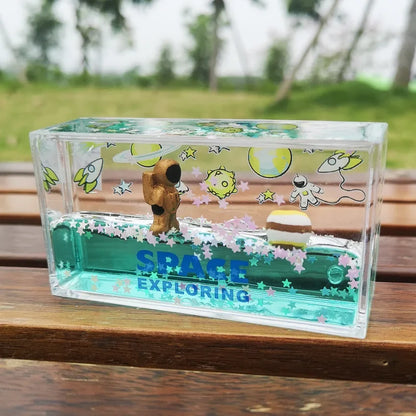 Llavero DecorBites™ Astronauta a la Deriva: Juguete antiestrés creativo con forma de reloj de arena líquido y decoración para el hogar