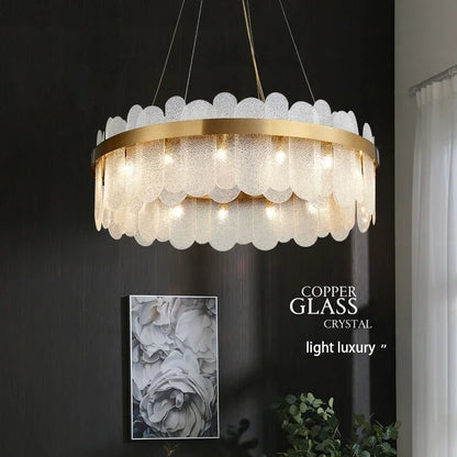 DecorBites™ Crystal LED Chandelier: Modern Round Ceiling Lamp for Living Room, Bedroom & Hotel