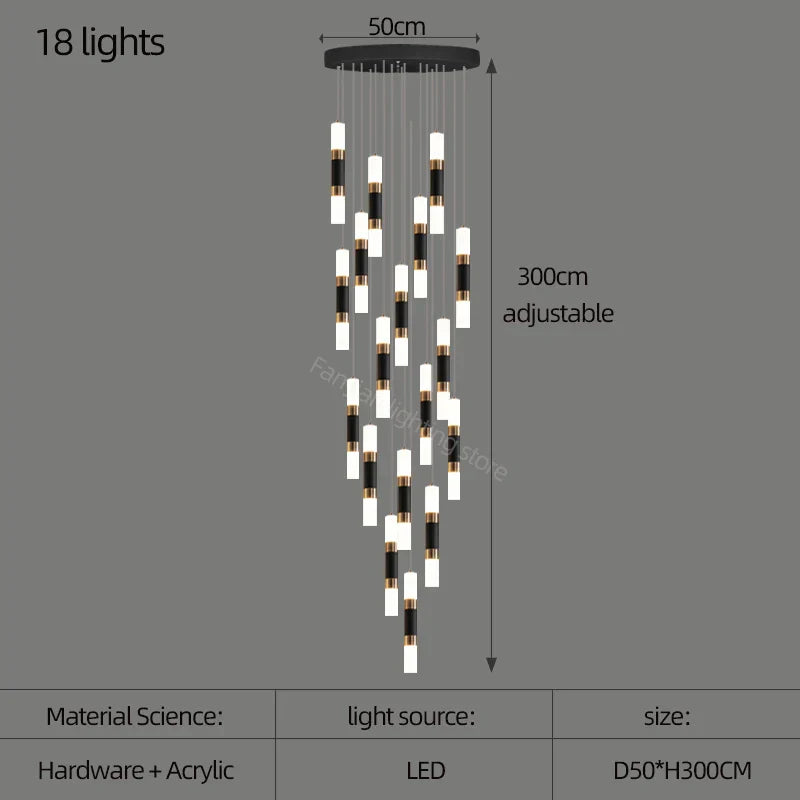 Lámpara de araña LED DecorBites™ para escalera, mesa de comedor o cocina. Lámpara de araña acrílica.