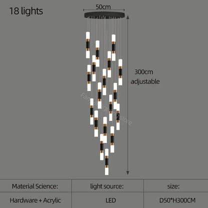 Lámpara de araña LED DecorBites™ para escalera, mesa de comedor o cocina. Lámpara de araña acrílica.