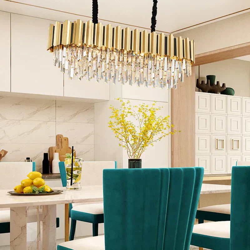 DecorBites™ Gold Crystal LED Chandelier: Modern Luxe Lighting Fixture for Home Decor