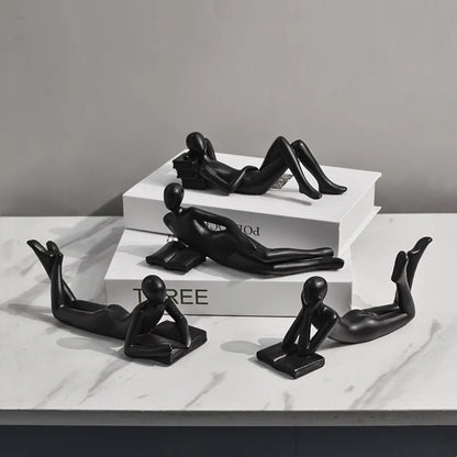 DecorBites™ Golden Thinker Reader Man Resin Figure: Abstract Home Decor Figurine