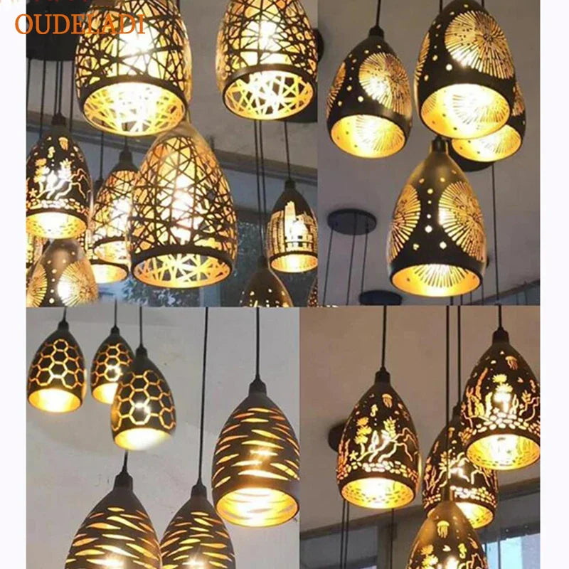 DecorBites™ LED Iron Cage Pendant Light - Modern Metal Fixture for Living Room and Restaurant