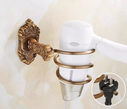 DecorBites™ Bronze Carved Bath Accessories Set: Shelf, Towel Rack, Paper Holder, Toilet Brush Holder