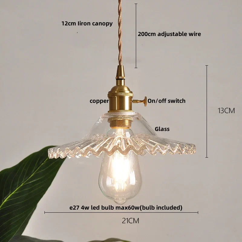 Green Glass Pendant Light Nordic Iron Frame