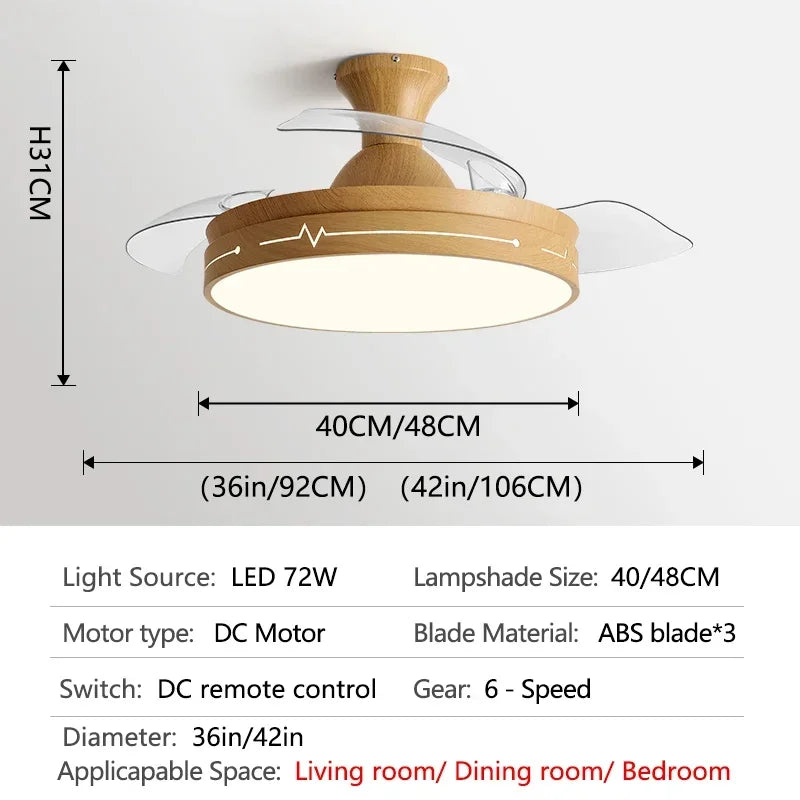 DecorBites™ DC Motor Ceiling Fan Light with Remote Control for Home, Bedroom, and Living Room