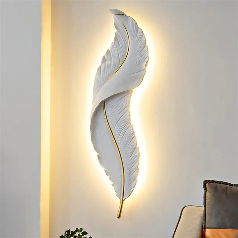 Apliques de pared con forma de pluma LED DecorBites™ para decoración de sala de estar, dormitorio, hotel y vestíbulo