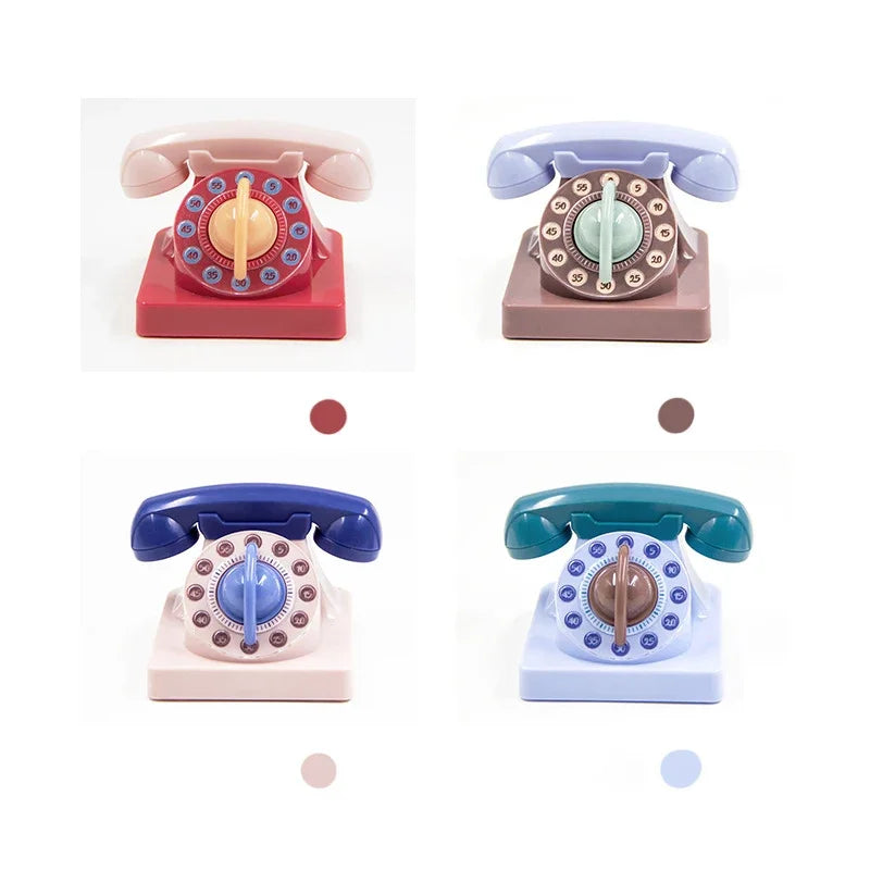 DecorBites™ Cute Telephone Kitchen Timer: Mechanical 60 Min Wind-up Rotating Timer for Children
