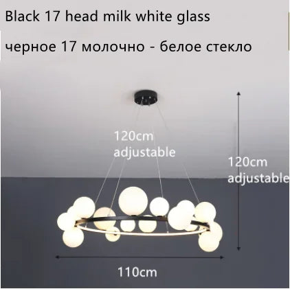 Lámpara de araña LED con bola de cristal DecorBites™: Estilo nórdico moderno para salón, comedor, cocina y estudio