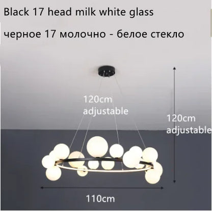 Lámpara de araña LED con bola de cristal DecorBites™: Estilo nórdico moderno para salón, comedor, cocina y estudio