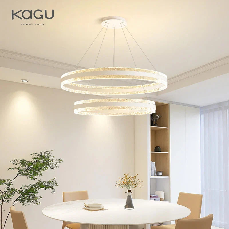 DecorBites™ Circle Rings LED Chandelier for Living & Dining Room - Modern Acrylic Aluminum Lighting