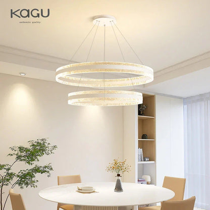 DecorBites™ Circle Rings LED Chandelier for Living & Dining Room - Modern Acrylic Aluminum Lighting