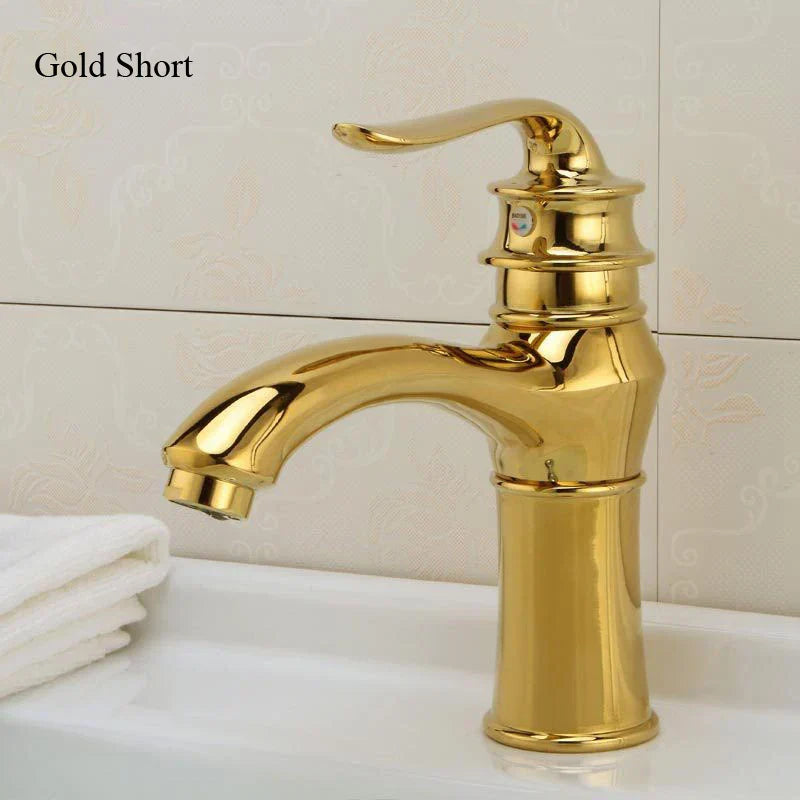Grifo de Lavabo de Oro de la Cuenca Decorbites™ Moderno para Baño Accesorio de Cocina con Mango Único