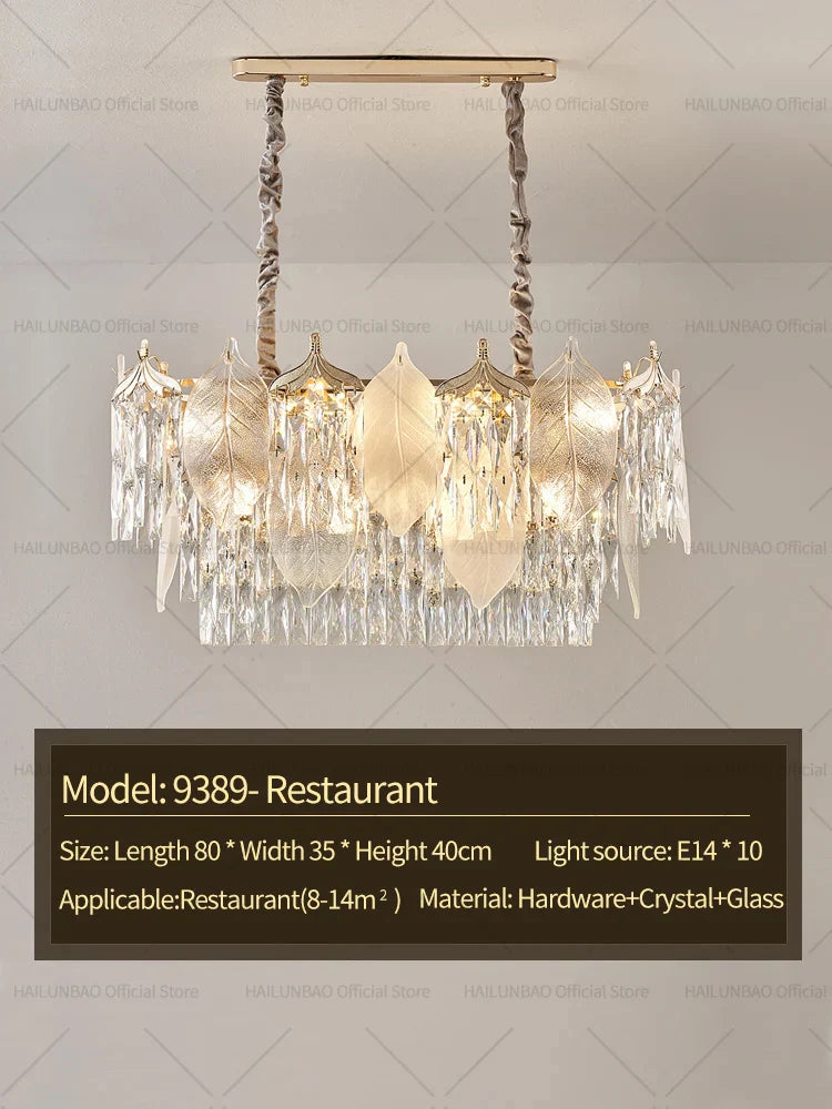 DecorBites™ Crystal Leaves Chandelier: Elegant Postmodern Lighting for Living Room, Dining Room, Bedroom