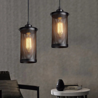 DecorBites™ Industrial Nordic Black Iron Cage Pendant Light Loft Hanging Lamp