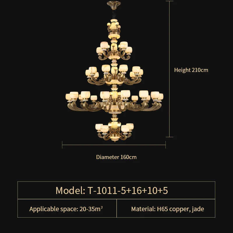 DecorBites™ Jade Chandelier: Stylish Chinese Zen Living Room Lamp for Duplex Building by Guangdong Zhongshan