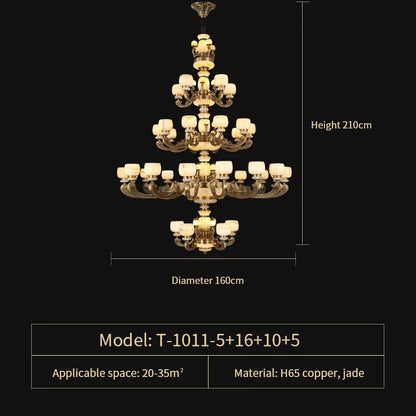 DecorBites™ Jade Chandelier: Stylish Chinese Zen Living Room Lamp for Duplex Building by Guangdong Zhongshan