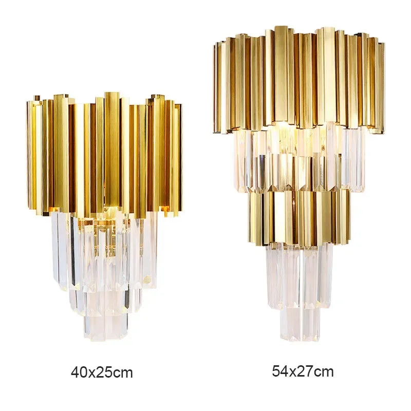 DecorBites™ Gold Crystal Wall Lamp with LED Light for Home Lighting Fixtures